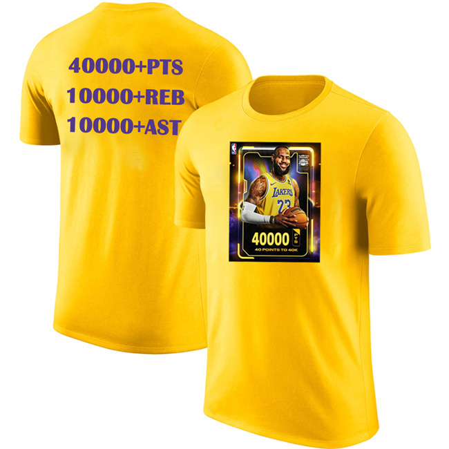 Men's Los Angeles Lakers #23 LeBron James Yellow T-ShirtS