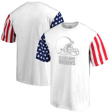 Men's Cleveland Browns NFL Pro Line By Fanatics Branded White Stars & Stripes T-Shirt