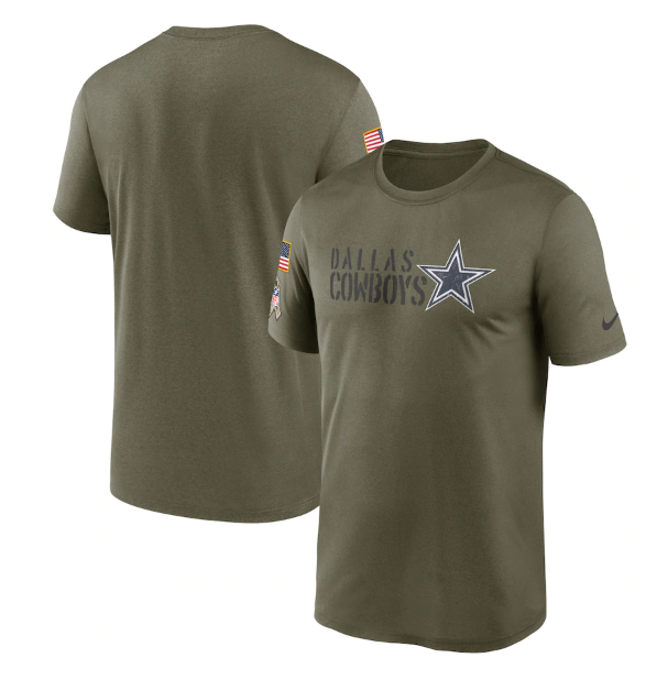Men's Dallas Cowboys Olive 2022 Salute To Service Legend Team T-Shirt
