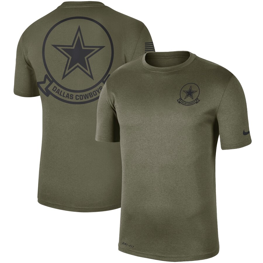 Men's Dallas Cowboys Nike Olive 2019 Salute To Service Sideline Seal Legend Performance T-Shirt