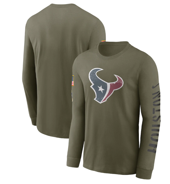 Men's Houston Texans Olive 2022 Salute To Service Long Sleeve T-Shirt