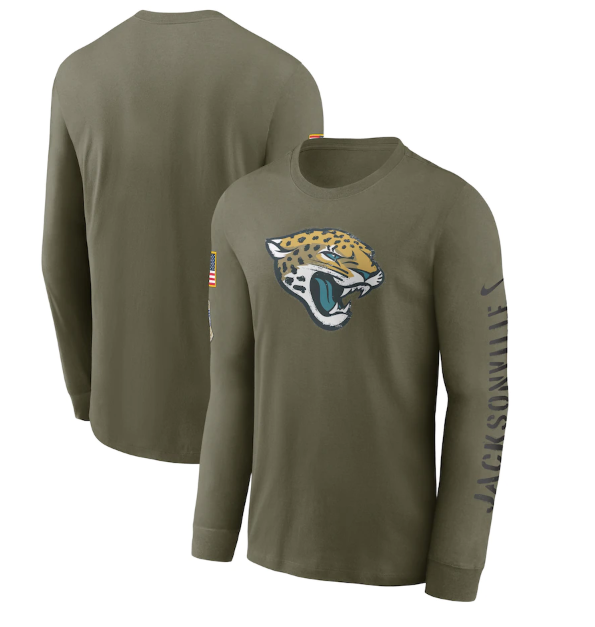 Men's Jacksonville Jaguars Olive 2022 Salute To Service Long Sleeve T-Shirt