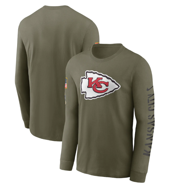 Men's Kansas City Chiefs Olive 2022 Salute To Service Long Sleeve T-Shirt