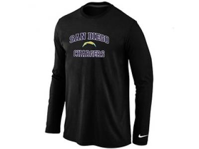 NEW San Diego Charger Heart & Soul Long Sleeve T-Shirt Black