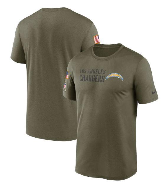 Men's Los Angeles Chargers Olive 2022 Salute To Service Legend Team T-Shirt