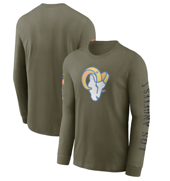 Men's Los Angeles Rams Olive 2022 Salute To Service Long Sleeve T-Shirt