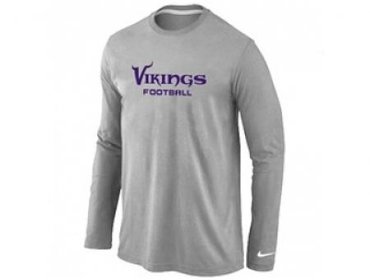 NEW Minnesota Vikings Authentic font Long Sleeve T-Shirt Grey