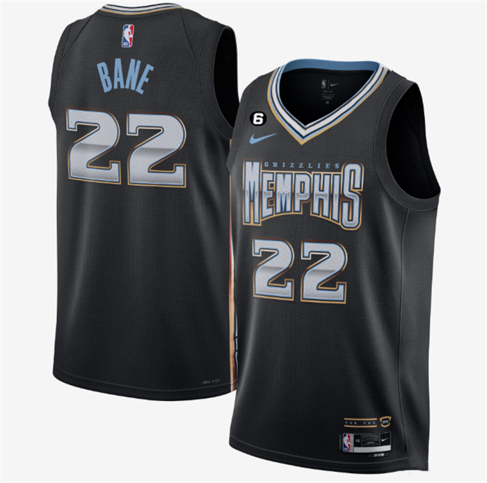 Men's Memphis Grizzlies #22 Desmond Bane Black 2022 23 City Edition With NO.6 Patch Stitched Basketball Jersey