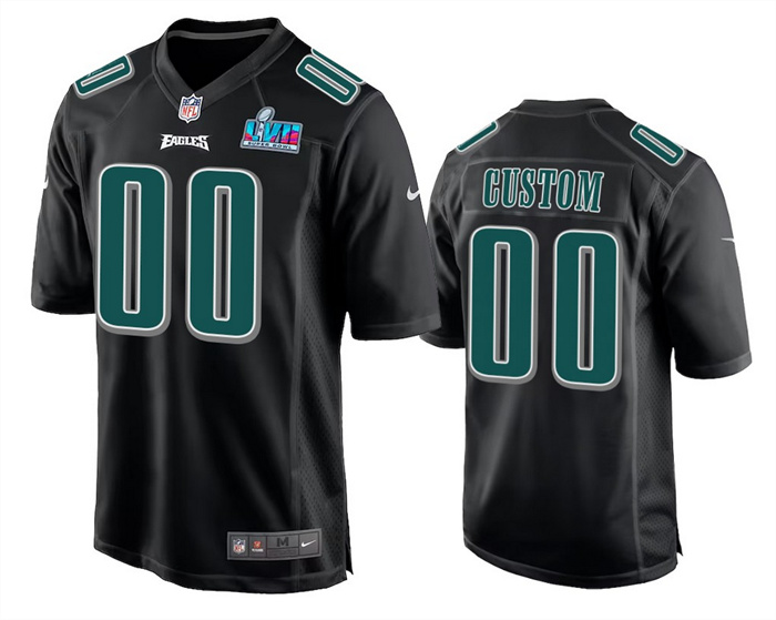 Men's Philadelphia Eagles ACTIVE PLAYER Custom Black Super Bowl LVII Patch Stitched Game Jersey