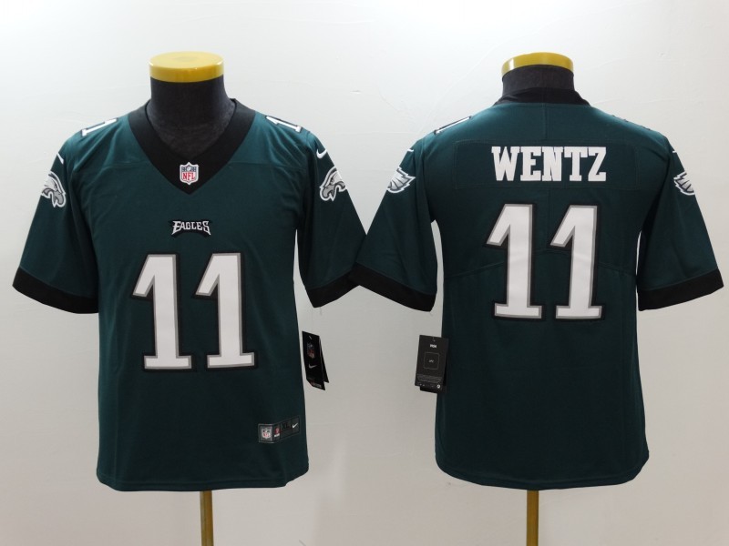 Nike Eagles 11 Carson Wentz Black Vapor Untouchable Youth Limited Jersey