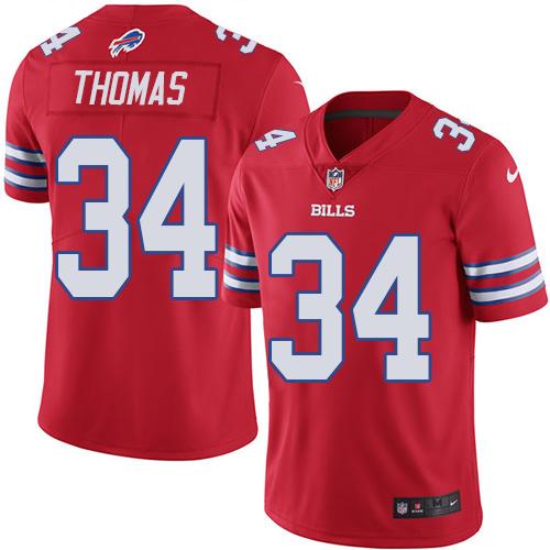 Nike Bills #34 Thurman Thomas Red Youth Stitched NFL Limited Rush Jerse