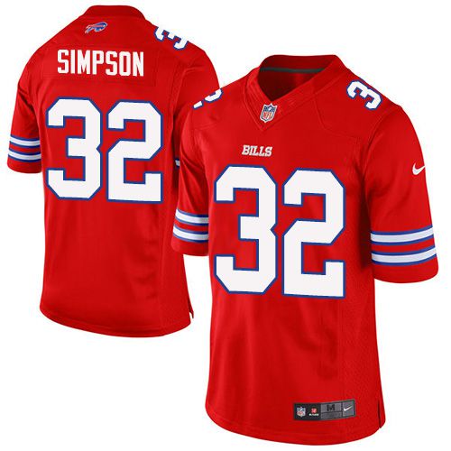 Youth Nike Bills #32 O. J. Simpson Red Stitched NFL Limited Rush Jersey
