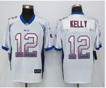 Nike Buffalo Bills #12 Jim Kelly Drift Fashion White Elite Jerseys