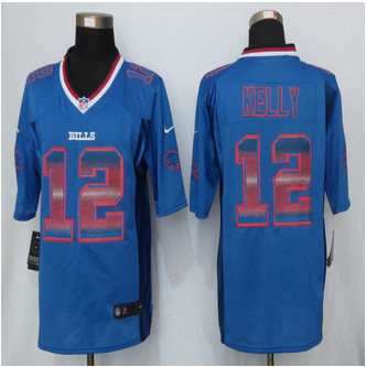 2015 New Buffalo Bills #12 Jim Kelly Blue Strobe Limited Jersey