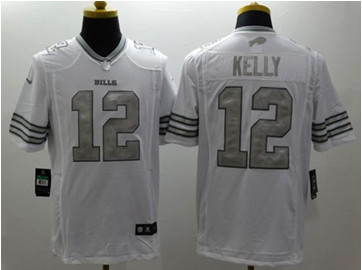 New Buffalo Bills #12 Jim Kelly White Men's Stitched NFL Limited Platinum Jersey
