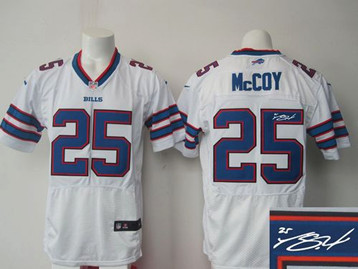 New Buffalo Bills #25 LeSean McCoy White Men's Stitched NFL Elite Autographed Jersey