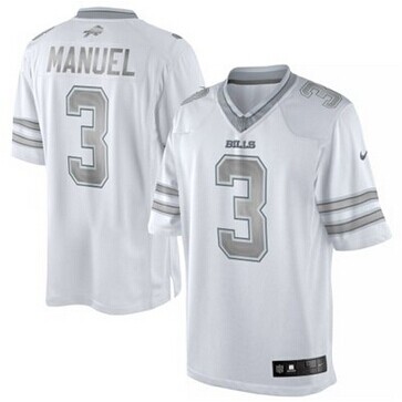 New Buffalo Bills #3 EJ Manuel White Platinum Jersey