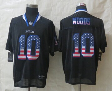 2014 New Buffalo Bills 10 Woods USA Flag Fashion Black Elite Jerseys