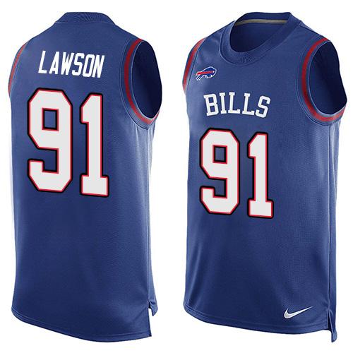 Nike Bills #91 Manny Lawson Royal Blue Team Color Men's Stitched NFL Limited Tank Top Jersey