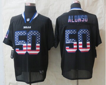 2014 New Buffalo Bills 50 Alonso USA Flag Fashion Black Elite Jersey