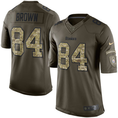 Men's Pittsburgh Steelers 84 Antonio Brown Nike Green Salute To Service Limited Jersey