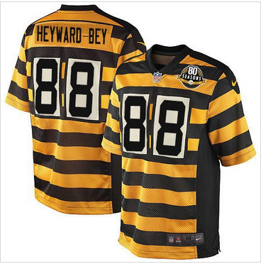 Nike Pittsburgh Steelers #88 Darrius Heyward-Bey Yellow Black Alternate 80TH Throwback Men's Stitched NFL Elite Jersey