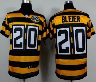 Nike Pittsburgh Steelers #20 Rocky Bleier Yellow Black Alternate 80TH Throwback NFL Elite Jersey
