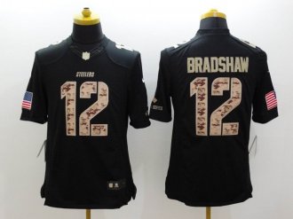 Pittsburgh Steelers #12 Terry Bradshaw Nike Black Salute To Service Jersey