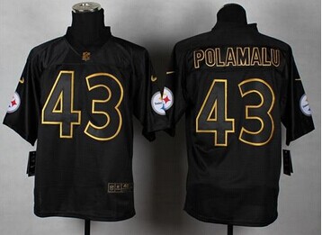 NEW Pittsburgh Steelers #43 Troy Polamalu Black Gold No. Fashion NFL Elite Jersey