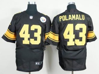 Nike Pittsburgh Steelers #43 Troy Polamalu Black(Gold No.) NFL Elite Jersey