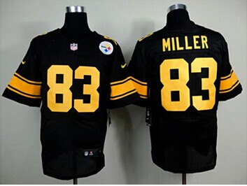 New Pittsburgh Steelers #83 Heath Miller Black(Gold No.) NFL Elite Jersey