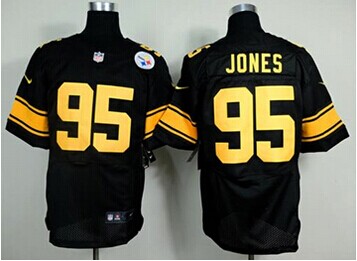 New Pittsburgh Steelers #95 Jarvis Jones Black(Gold No.)NFL Elite Jersey