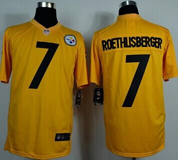 Pittsburgh Steelers #7 Ben Roethlisberger Gold NFL Game Jersey