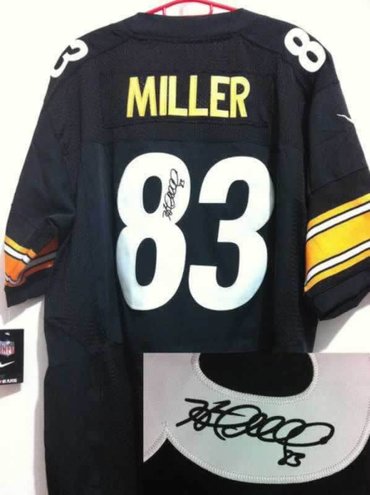 NEW NFL Pittsburgh Steelers 83 Heath Miller Black Signed Jerseys-Elite