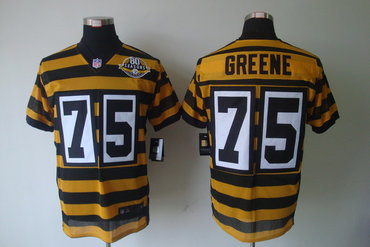 NEW NFL Pittsburgh Steelers 75 Joe Greene Yellow Black 80th Throwback Jerseys(Elite)
