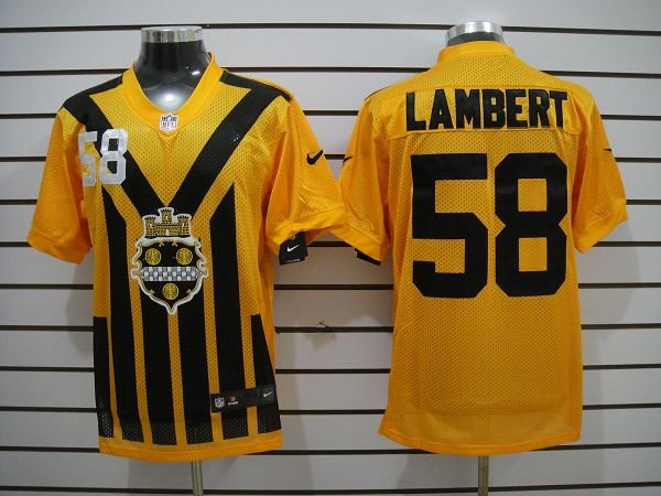 NEW NFL Pittsburgh Steelers #58 Lambert Yellow NEW 1933s Throwback Jerseys(Elite)