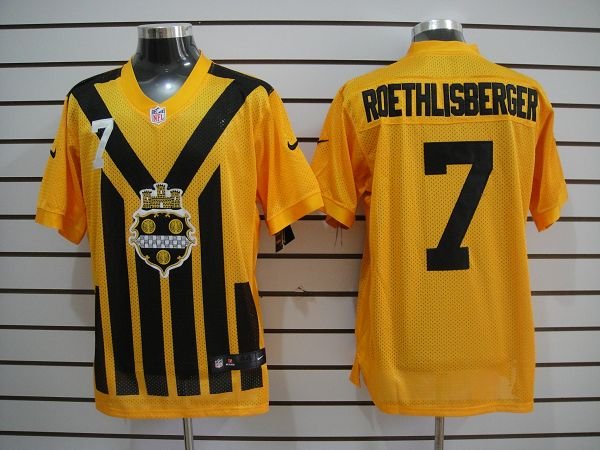 NEW NFL Pittsburgh Steelers #7 Roethlisberger Yellow NEW 1933s Throwback Jerseys (Elite)