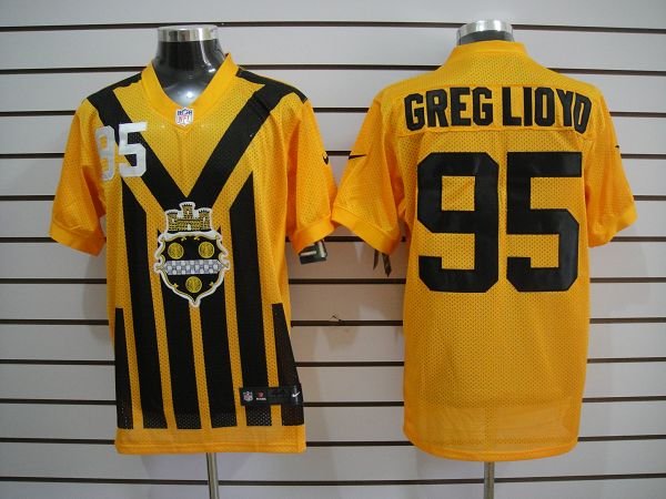 NEW NFL Pittsburgh Steelers #95 Lloyd Yellow NEW 1933s Throwback Jerseys (Elite)