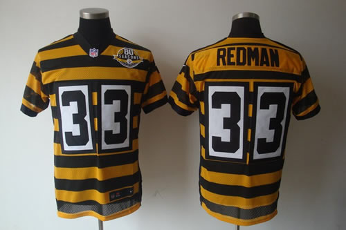NEW nfl pittsburgh steelers 33 isaac redman yellow 80th throwback jerseys (elite)
