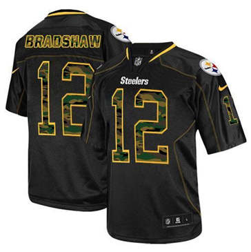 Nike Pittsburgh Steelers #12 Terry Bradshaw Black NFL Elite Camo Fashion Jersey