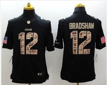 New Pittsburgh Steelers #12 Terry Bradshaw Black NFL Limited Salute to service jersey