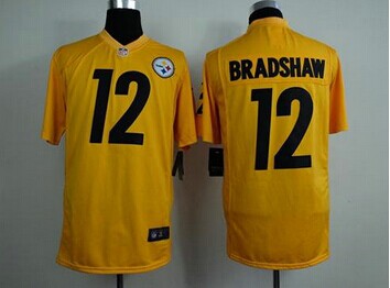 NEW Pittsburgh Steelers #12 Terry Bradshaw Gold NFL Game Jersey