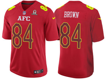 2017 Pro Bowl AFC Pittsburgh Steelers 84 Antonio Brown Red Game Jersey