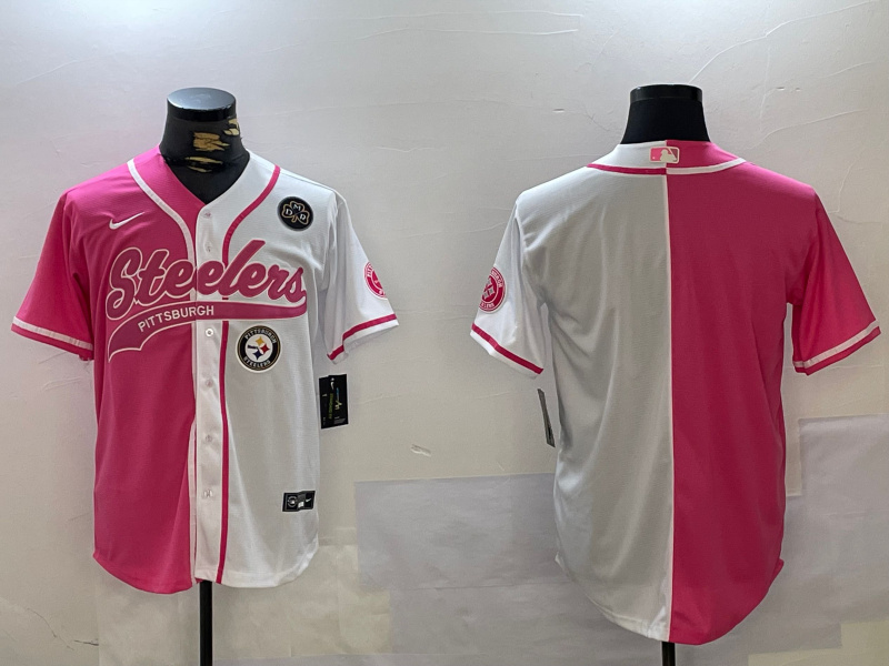 Men's Pittsburgh Steelers Blank 2024 Arctic Red White Salute To Service Stitched Baseball Jersey 5