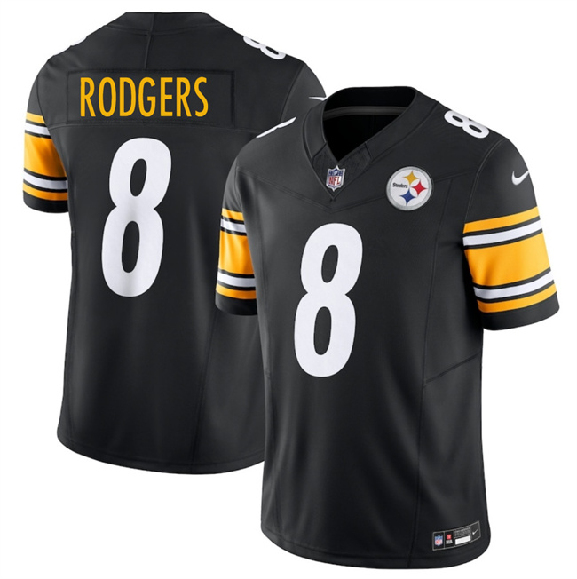Men's Pittsburgh Steelers #8 Aaron Rodgers Black 2025 F.U.S.E. Vapor Limited Stitched Football Jersey