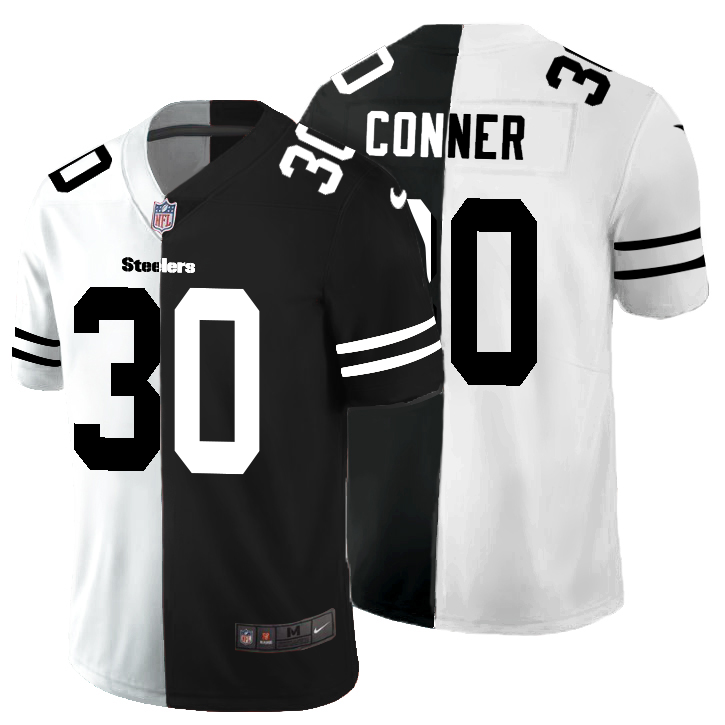 Pittsburgh Steelers #30 James Conner Men's Black V White Peace Split Nike Vapor Untouchable Limited NFL Jersey