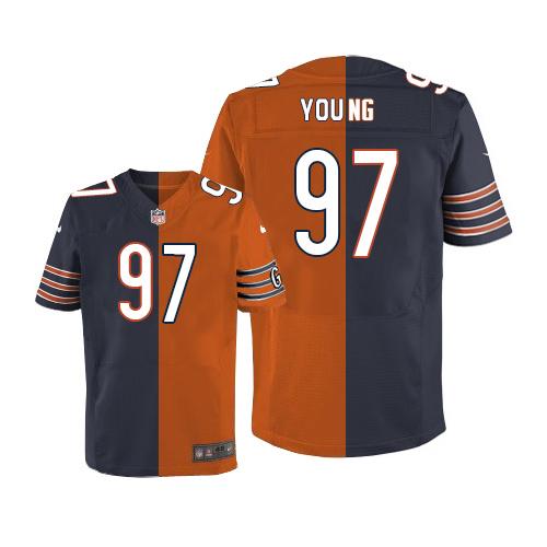 Nike Bears #97 Willie Young Navy Blue Orange Men's Stitched NFL Elite Split Jersey