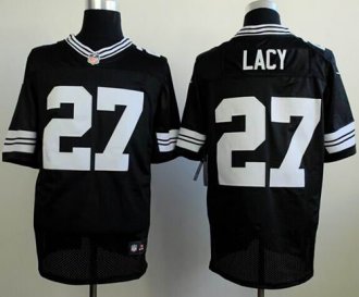 Nike Green Bay Packers #27 Eddie Lacy Black Shadow NFL Elite Jersey