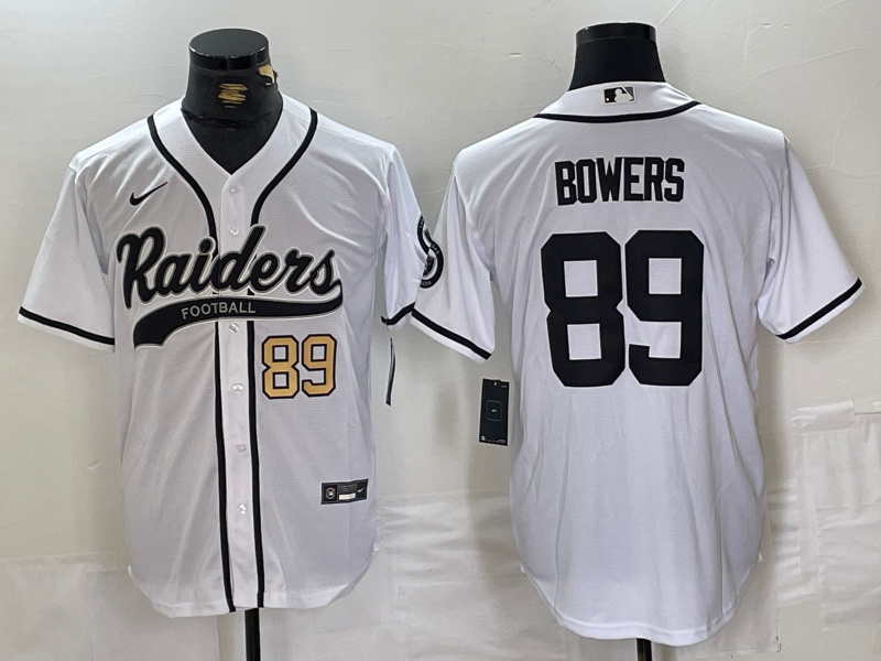 Men's Las Vegas Raiders #89 Brock Bowers White Cool Base Stitched Baseball Jersey 1