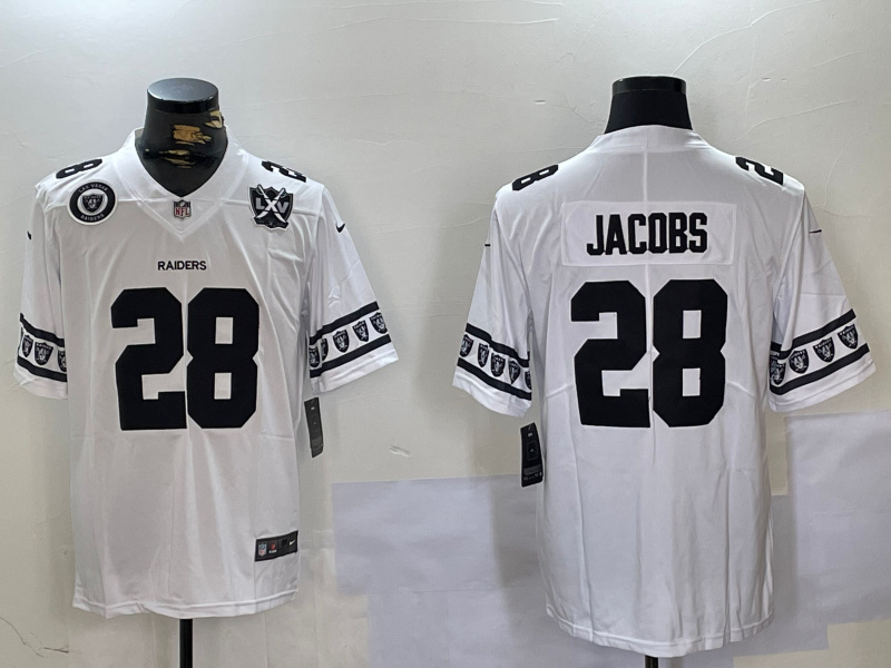 Men's Las Vegas Raiders #28 Josh Jacobs White Limited Stitched Jersey 3